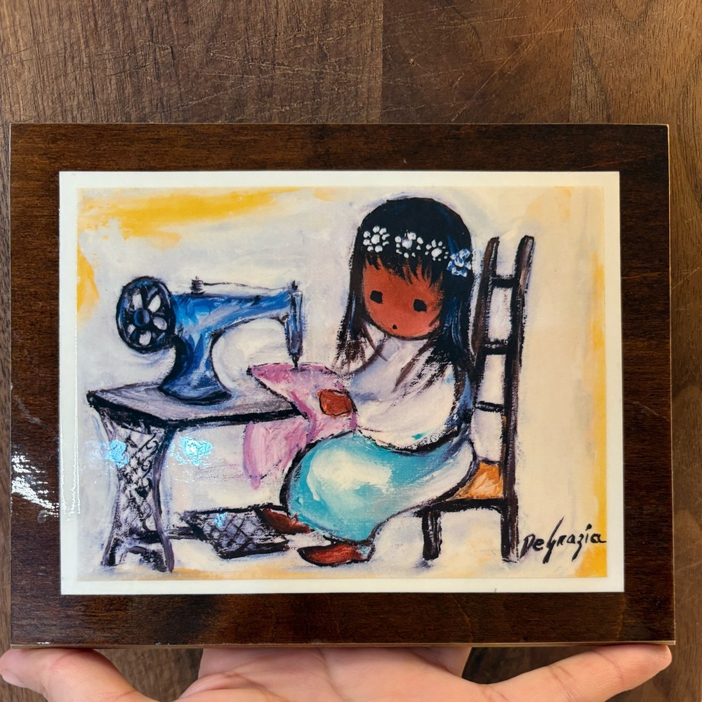 Charming Sewing Scene Art Painting